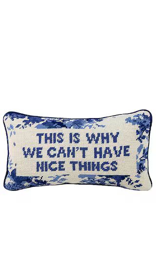 Furbish Studio This is Why We Can't Have Nice Things Needlepoint Pillow in Blue. | Revolve Clothing (Global)