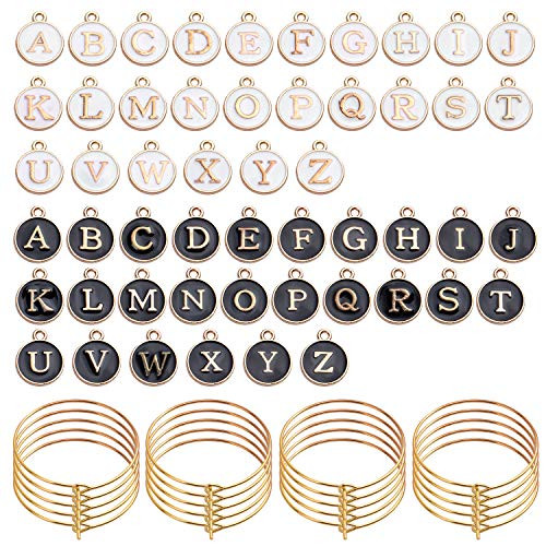 Aylifu 60pcs 25mm Wine Glass Charm Rings Earring Beading Hoop with 52pcs Black & White Letter Bea... | Amazon (US)