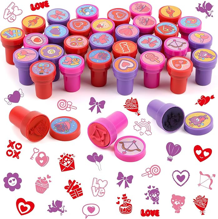JOFONY 50pcs Valentine's Day Stampers,Self Inking Stamps Valentine's Day Classroom Exchange for V... | Amazon (US)