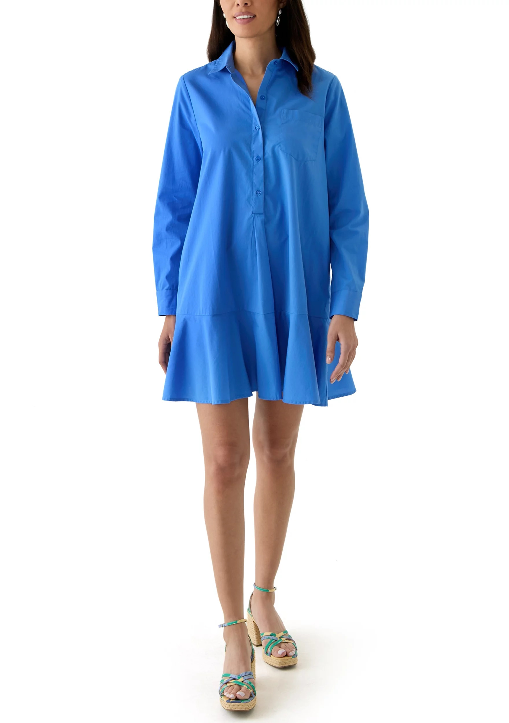 Women's Short Sleeve Flounce Shirtdress | Belk