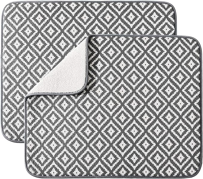 Dish Drying Mat for Kitchen 2 Pack, Ultra Absorbent Microfiber Dishes Drainer Mats by Subekyu,19.... | Amazon (US)