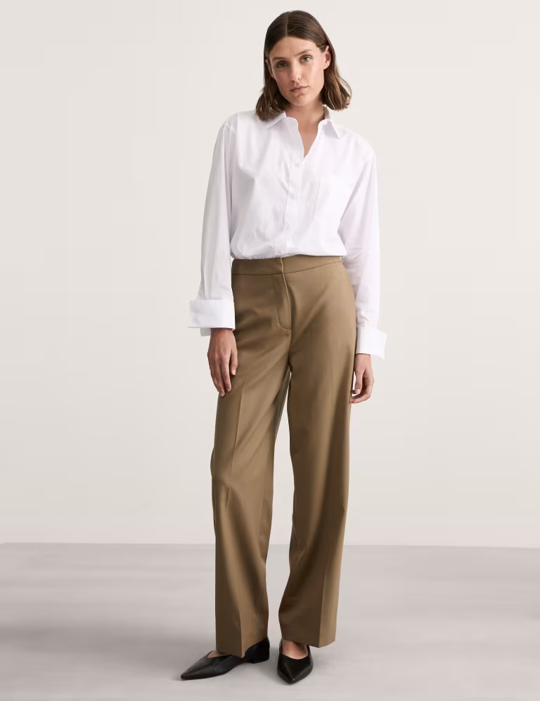 Wool Rich Straight Leg Trousers | Marks & Spencer (UK)