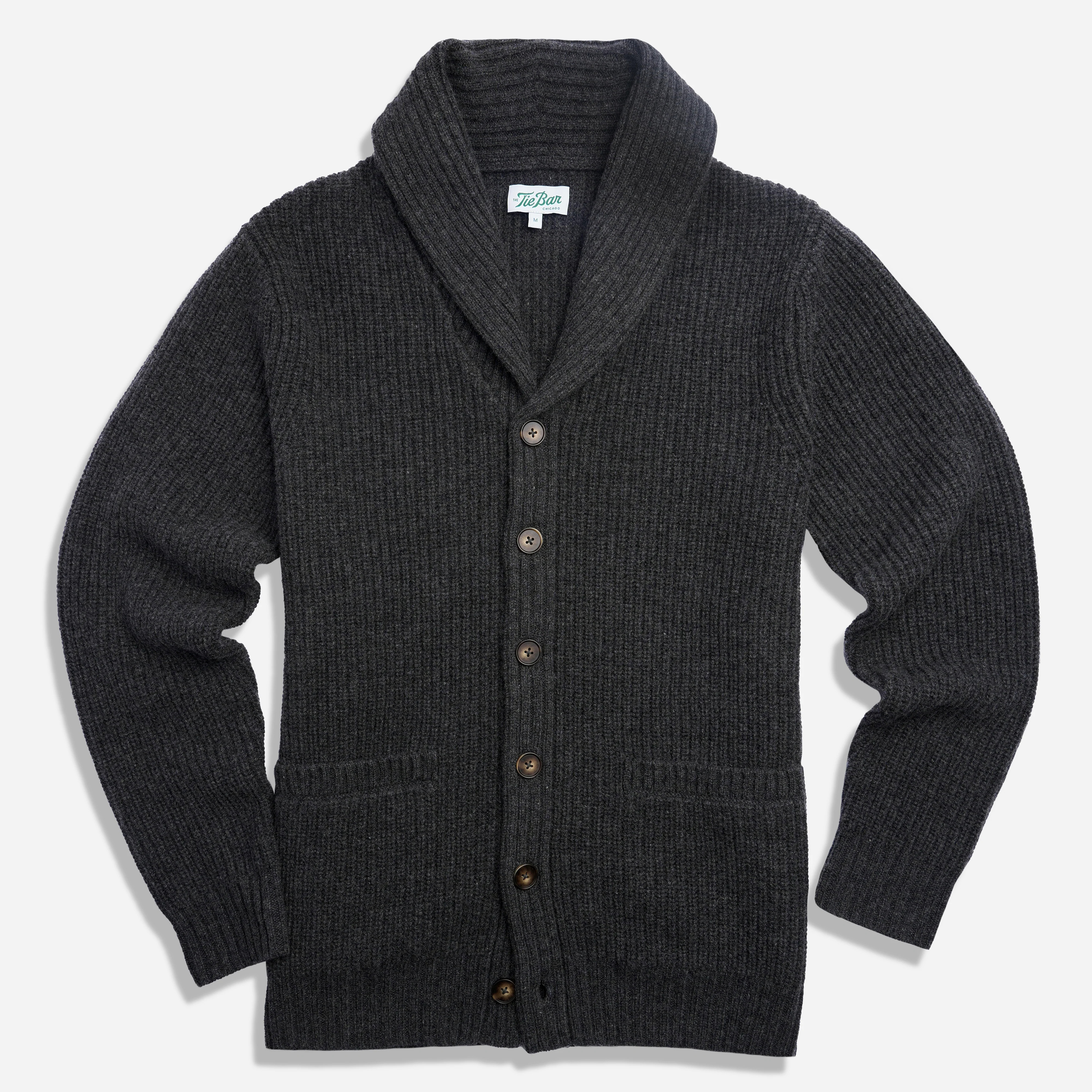 The Merino Heritage Shawl Graphite Cardigan | Wool Sweaters | The Tie Bar | The Tie Bar
