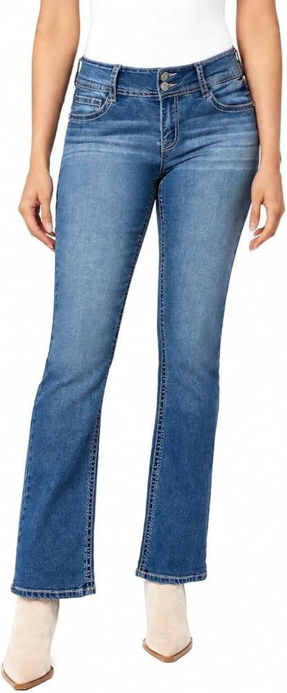 WallFlower Bling Back Pocket Bootcut Jeans for Women, Luscious Curvy Fit, Embellished Mid-Rise In... | Amazon (US)