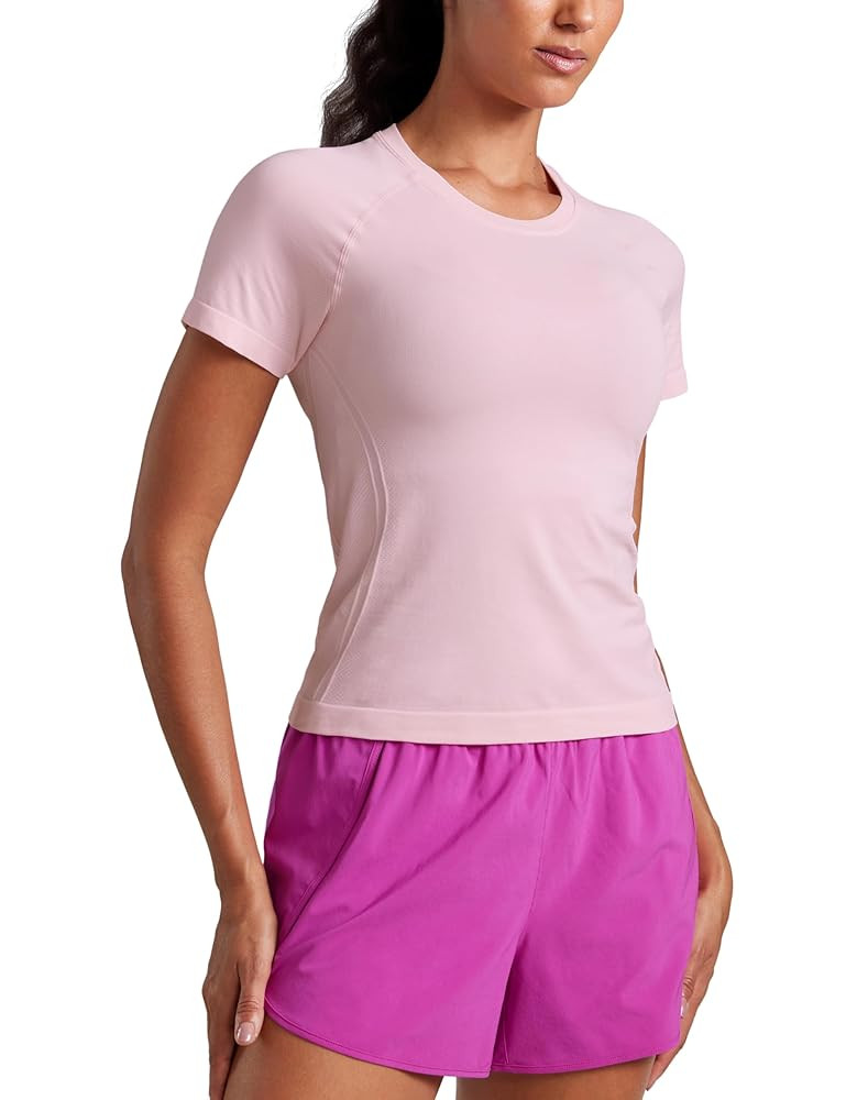 CRZ YOGA Seamless Short Sleeve Shirts for Women Breathable Running Workout Tops Athletic Gym Yoga... | Amazon (US)