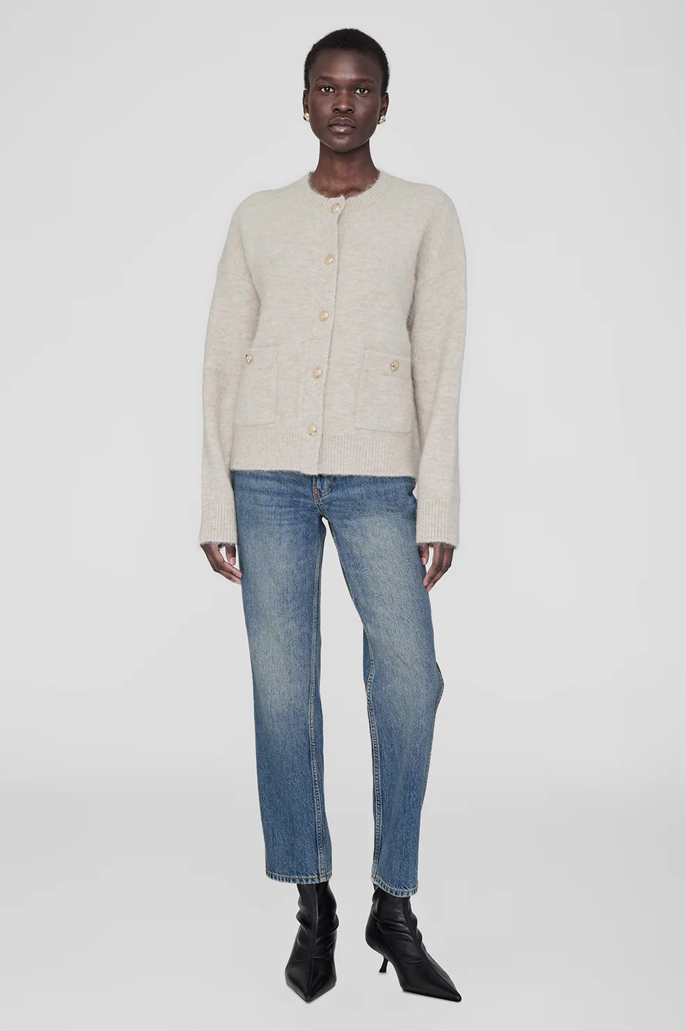 ANINE BING Bobbie Cardigan in Light Oat | Anine Bing