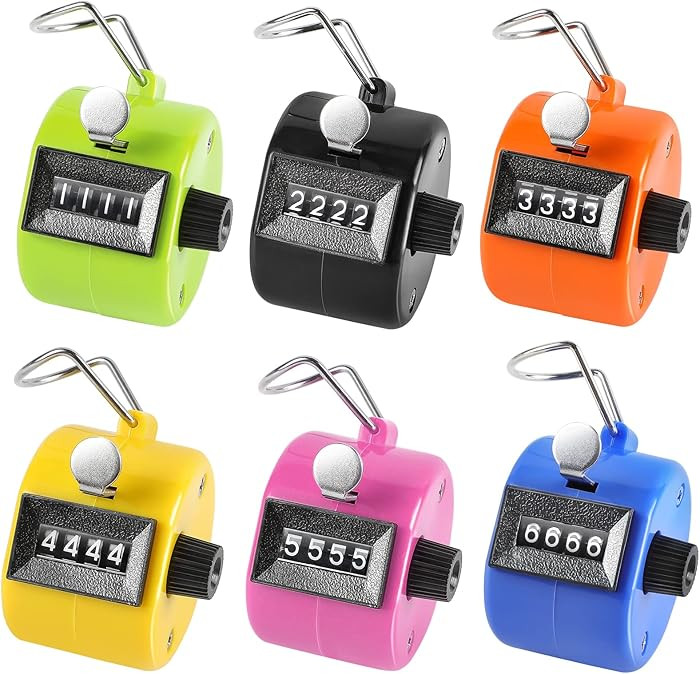 KTRIO Pack of 6 Colors Handheld Tally Counter, 4-Digit Number Clicker Counter, Hand Mechanical Pi... | Amazon (US)