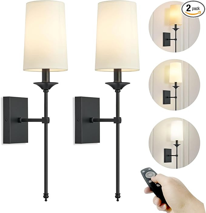 TERLEENART Rechargeable Battery Operated Wall Sconces Set of 2, Modern Mid Century Candlestick St... | Amazon (US)