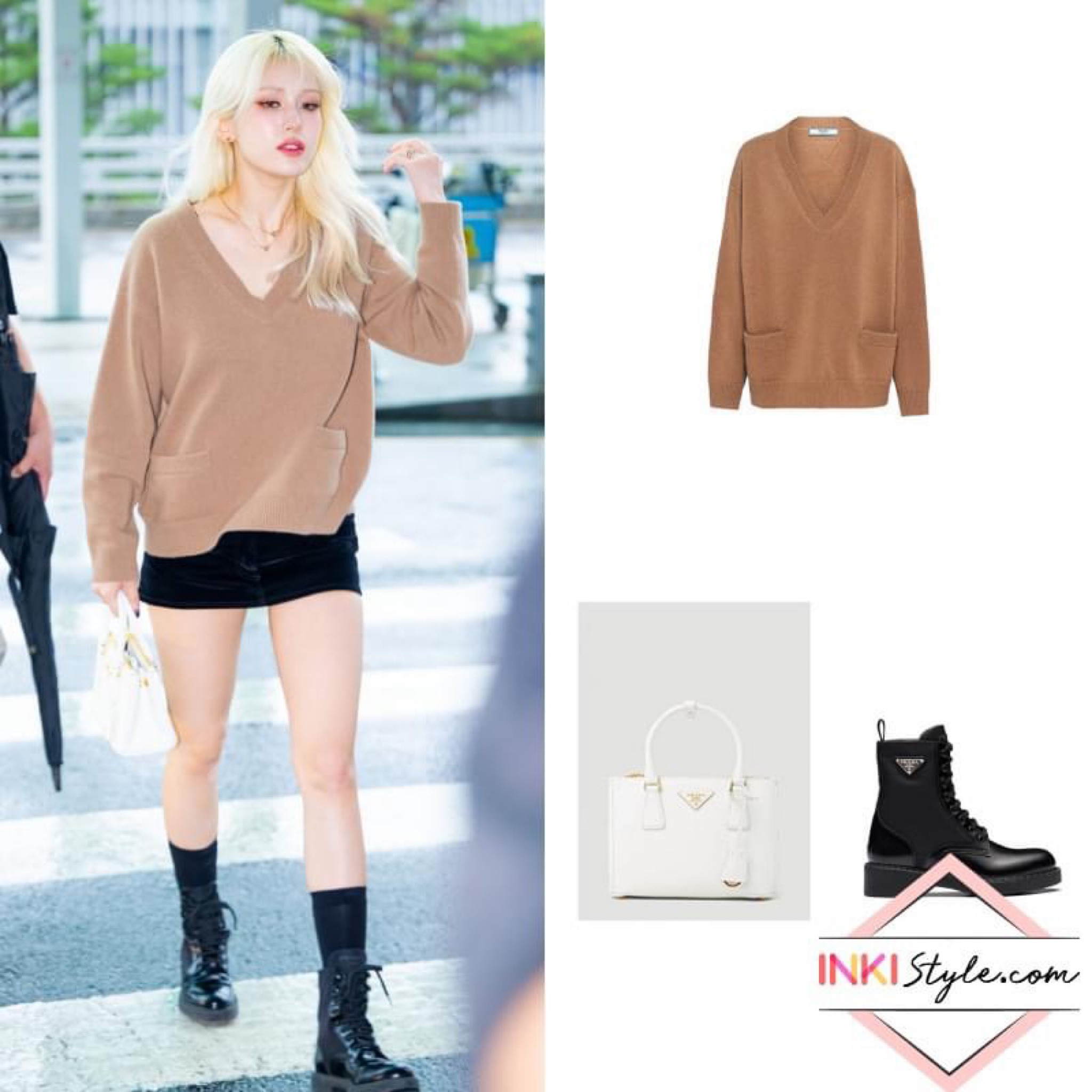#JeonSoMi sported an easy-going camel brown jumper at the airport. 
.
.
.
#jeonsomifashion #jeonsomistyle #전소미 #전소미패션 #prada #inkistyle #inkistyle_jeonsomi #inkistyle_prada
