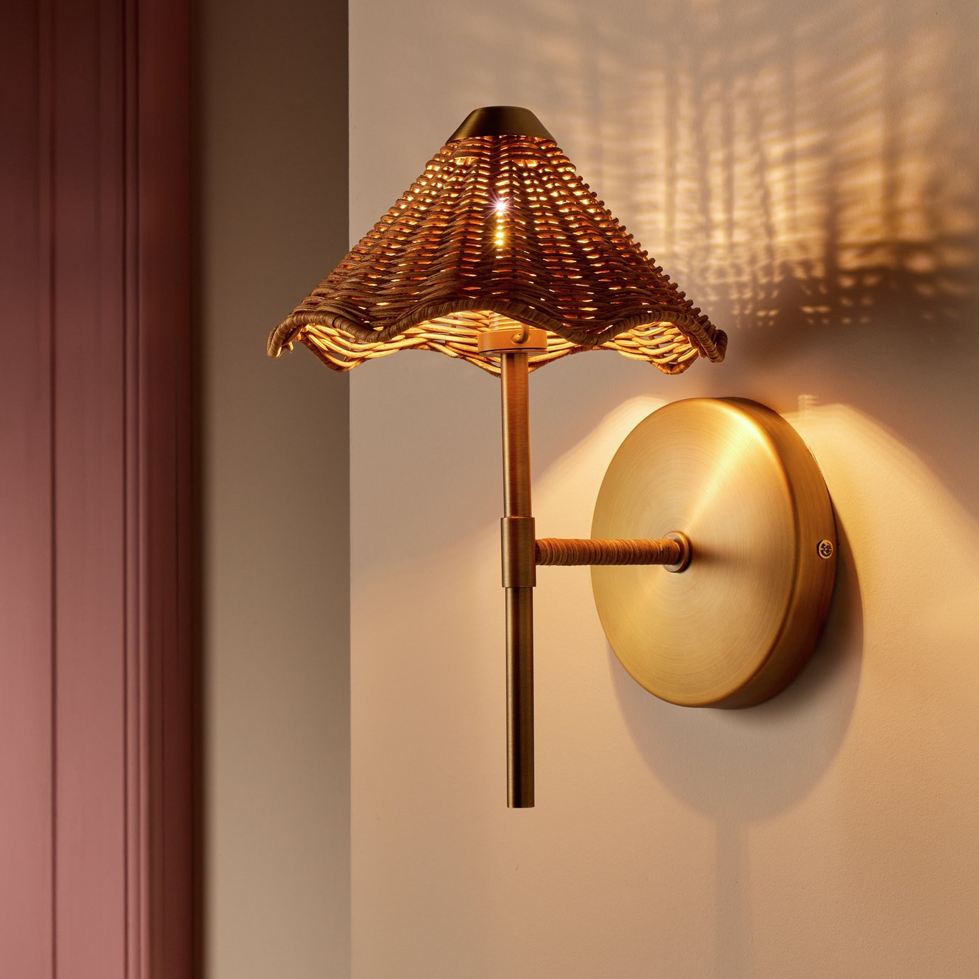 Habitat Norah Rattan Wall Light - Natural | argos.co.uk