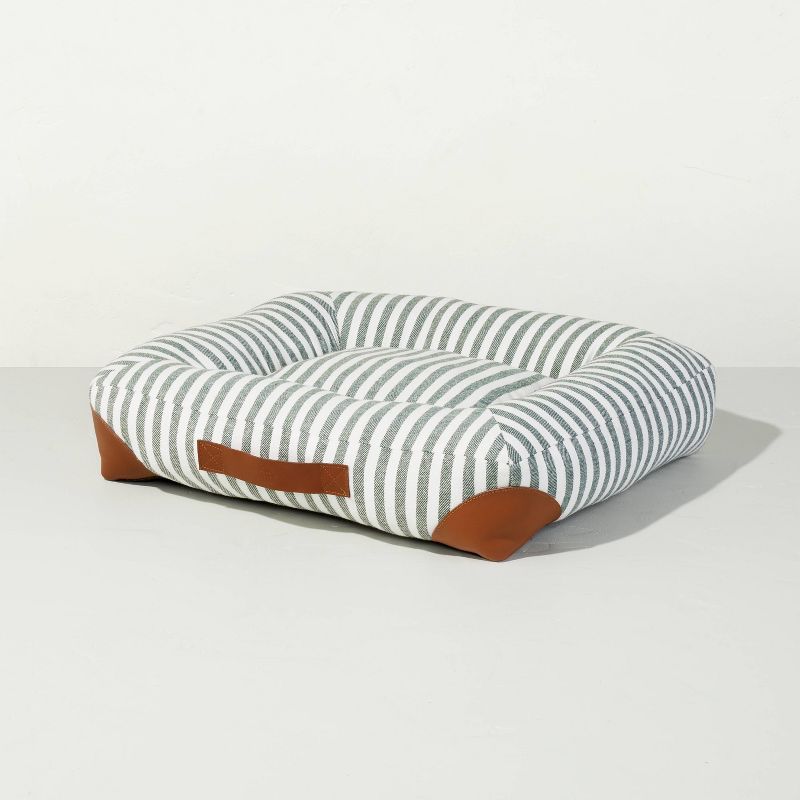 Allover Stripe Bolster Dog Bed - Hearth & Hand™ with Magnolia Green/Cream | Target