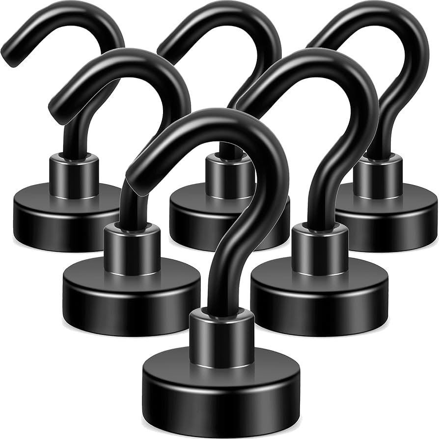 Neosmuk Black Magnetic Hooks, 30lb+ Heavy Duty Earth Magnets with Hook for Refrigerator, Extra St... | Amazon (US)