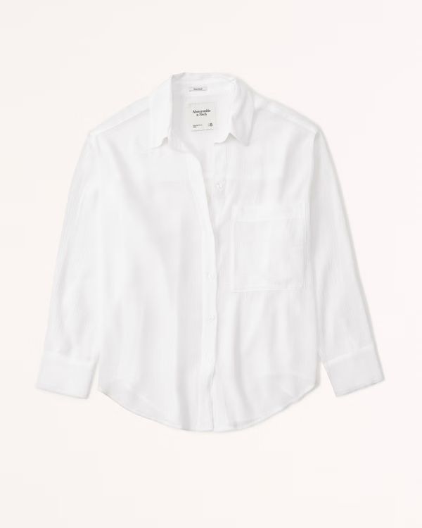 Oversized Crinkle Rayon Textured Shirt | Abercrombie & Fitch (US)