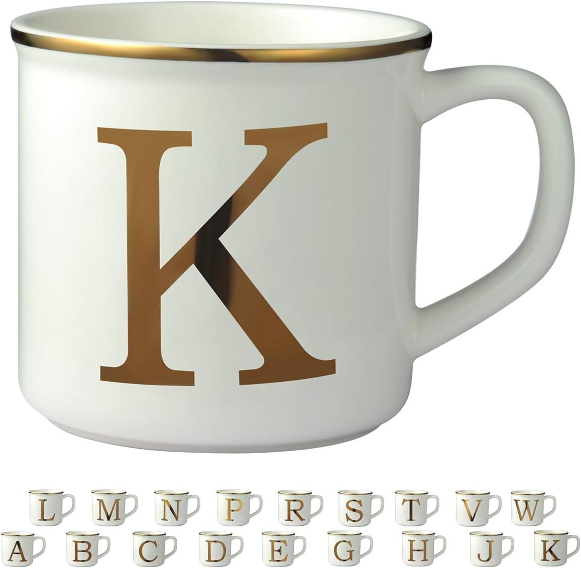 Miicol Gold Initials 16 oz Large Monogram Ceramic Coffee Mug Tea Cup for Office and Home Use, Cut... | Amazon (US)