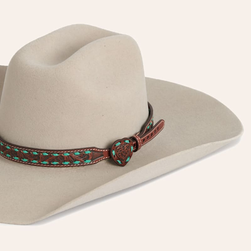 3D Belt Co. Women's 3/4"-1/2" Floral Tooled Heart Buckle Hat Band | Cavender's