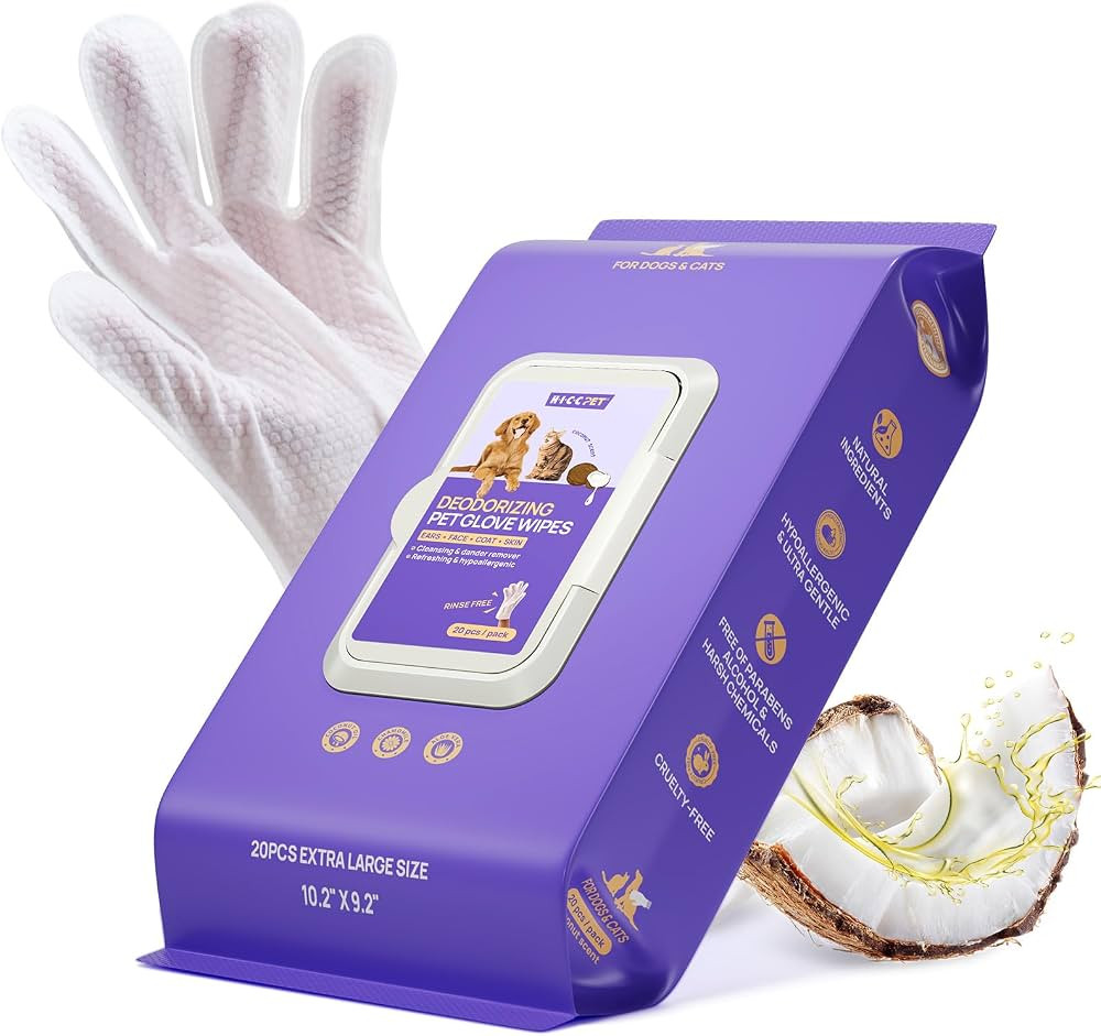 HICC PET Dog Wipes for Dogs & Cats, Glove Design, 20 Count | Amazon (US)
