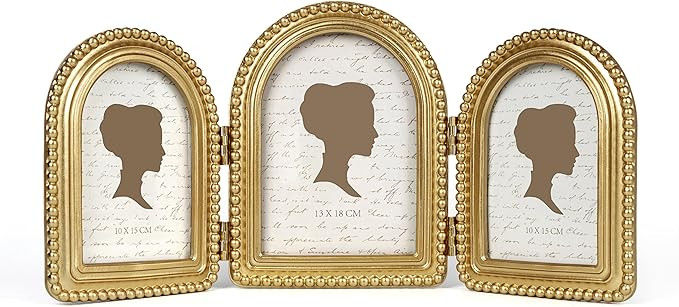AELS Gold Family Collage Picture Frame Set 5x7 4x6, Vintage Triple Hinged Photo Frames with 3 Ope... | Amazon (US)