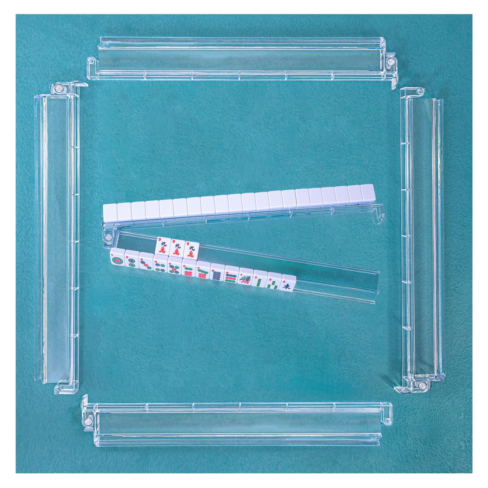 Mahjong Racks with Pushers - Set of 4, Clear Acrylic American Mahjong Tile Racks with Built-in Pu... | Amazon (US)
