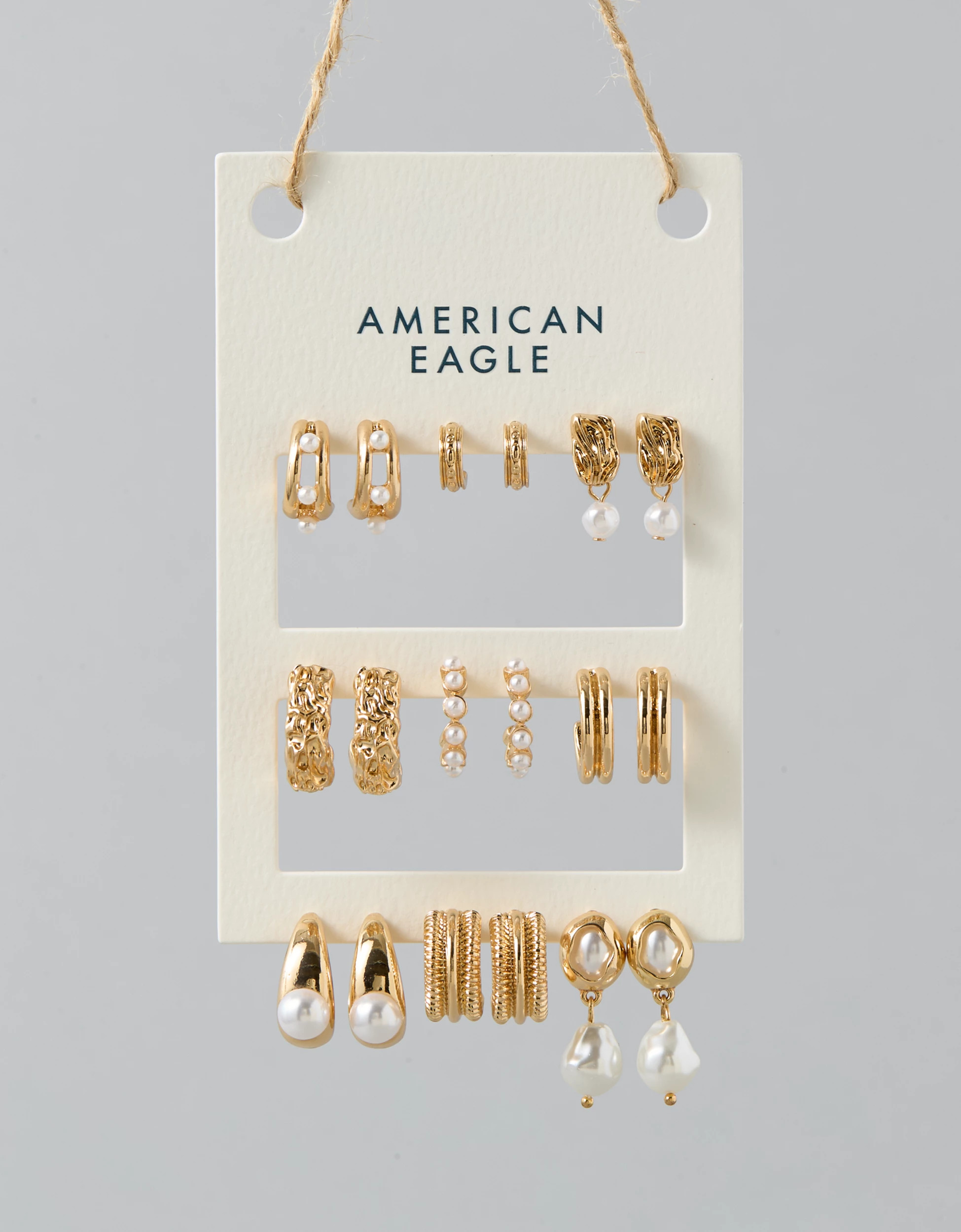 AE Pearl & Gold Earrings 9-Pack | American Eagle Outfitters (US & CA)