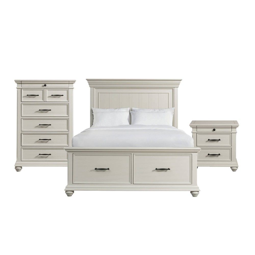 3pc King Brooks Platform Storage Bedroom Set Cream - Picket House Furnishings | Target