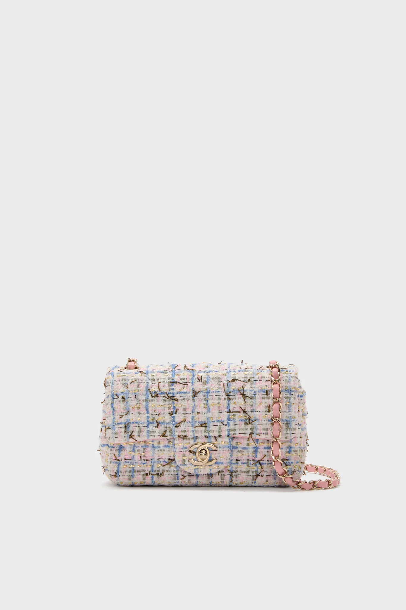 CHANEL Pink Tweed Mini Matelasse Crossbody | Tuckernuck (US)