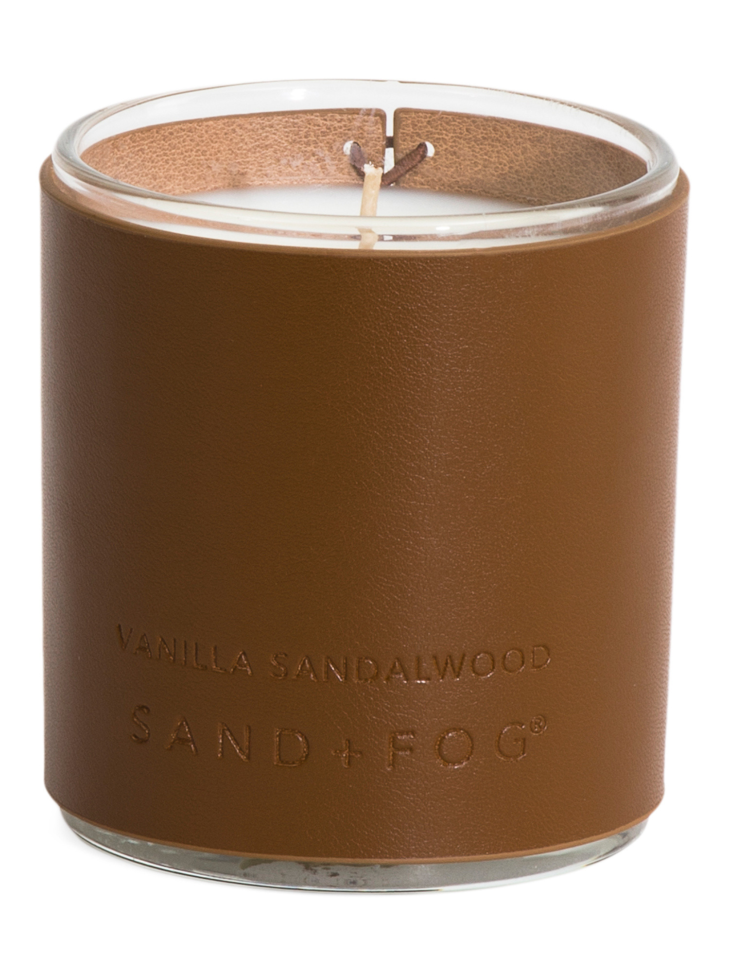 8oz Vanilla And Sandalwood Scented Candle In Faux Leather Vessel | TJ Maxx