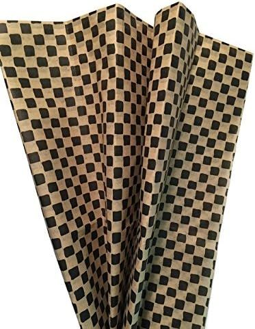 Black and Tan Check Tissue Paper for Gift Wrapping, 24 Large Sheets of Decorative Tissue Paper, 2... | Amazon (US)