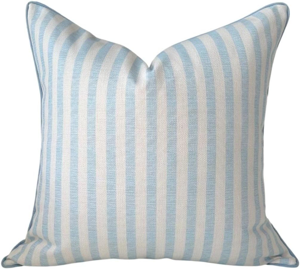 Throw Pillow for Home Harvey Striped Style Pillow Cover Coastal Grandmillennial Pillow Cover 20" ... | Amazon (US)