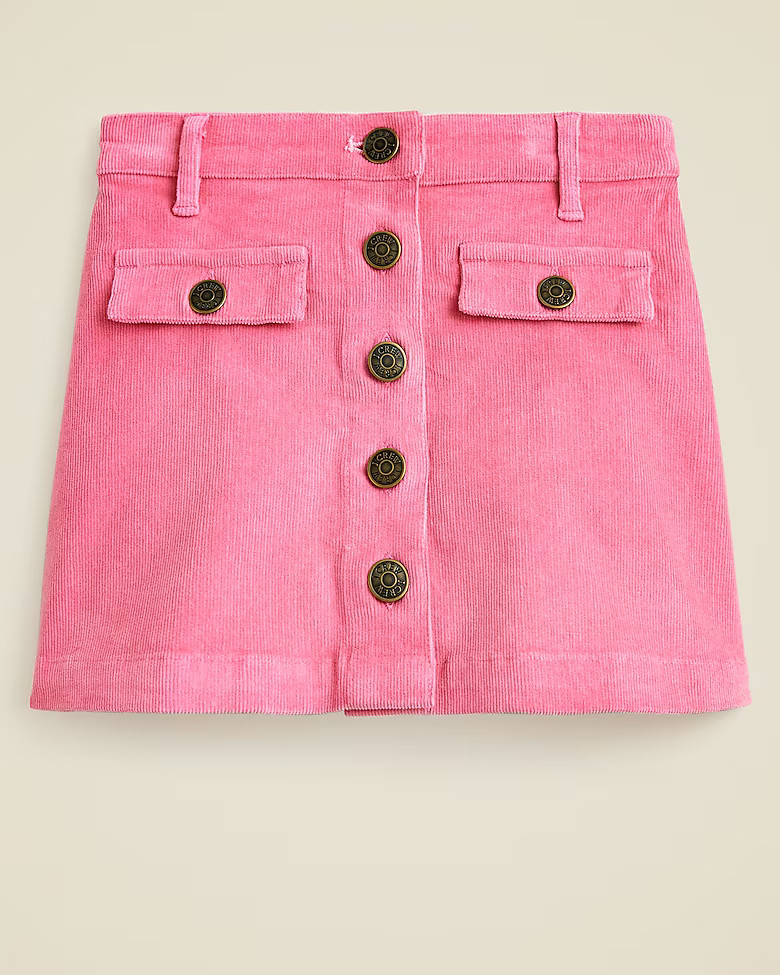 Girls' corduroy button-front mini skirt | J. Crew US