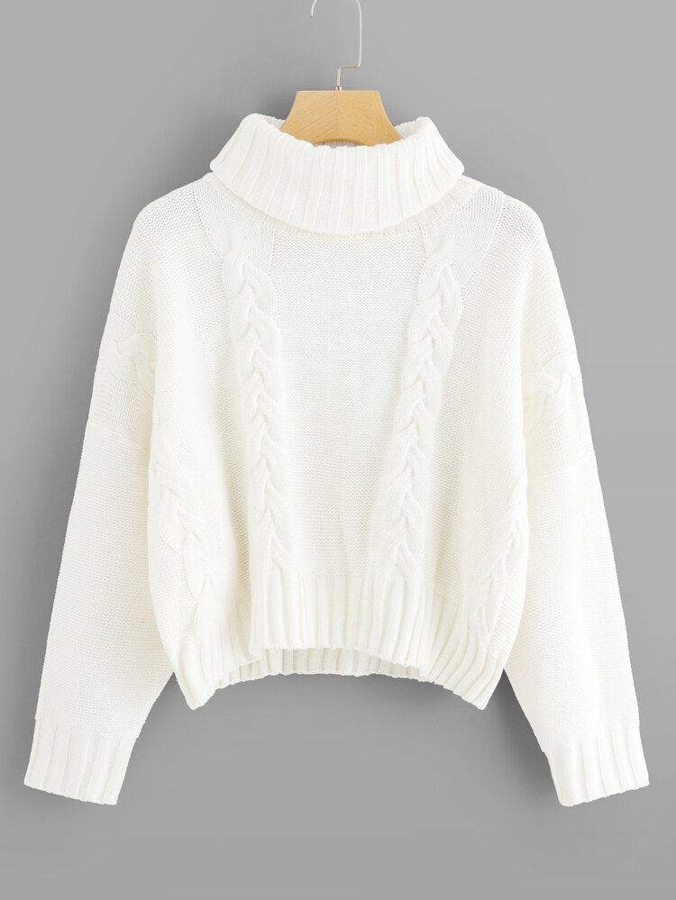 High Neck Solid Sweater | SHEIN