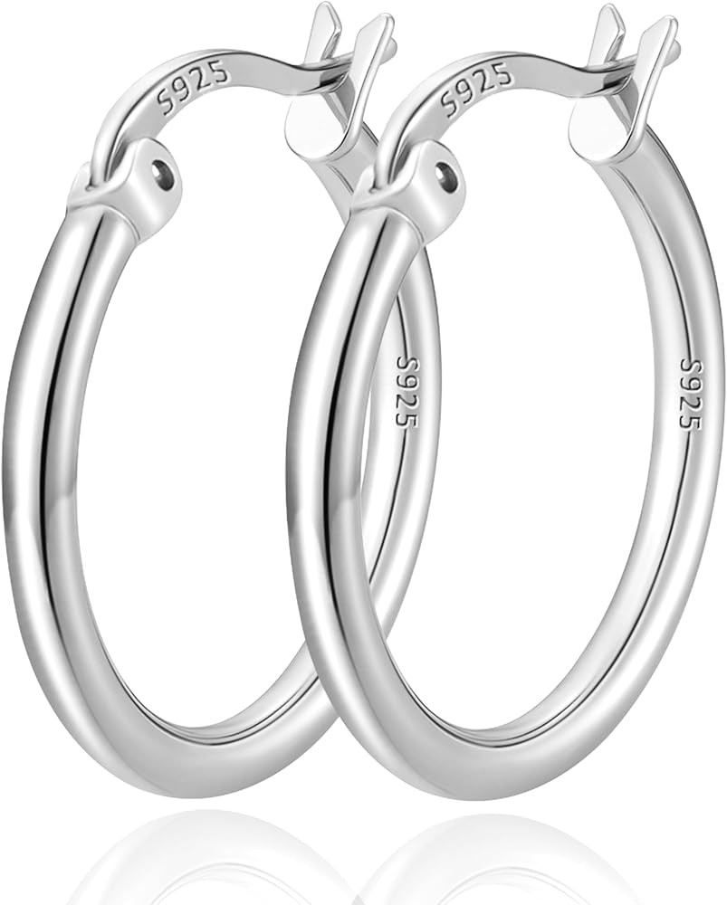 Valentines Gifts for Her 2mm Thin Large S925 Sterling Silver Hoop Earrings for Women Hypoallergen... | Amazon (US)