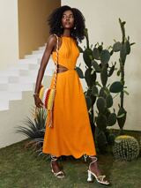 SHEIN VCAY Cutout Tie Back Solid Dress | SHEIN