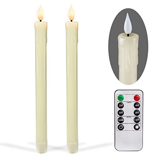 Homemory 2PCS Flameless Taper Candles with Remote and Timer, 9.6 inch Ivory LED Candle Sticks Bat... | Amazon (US)