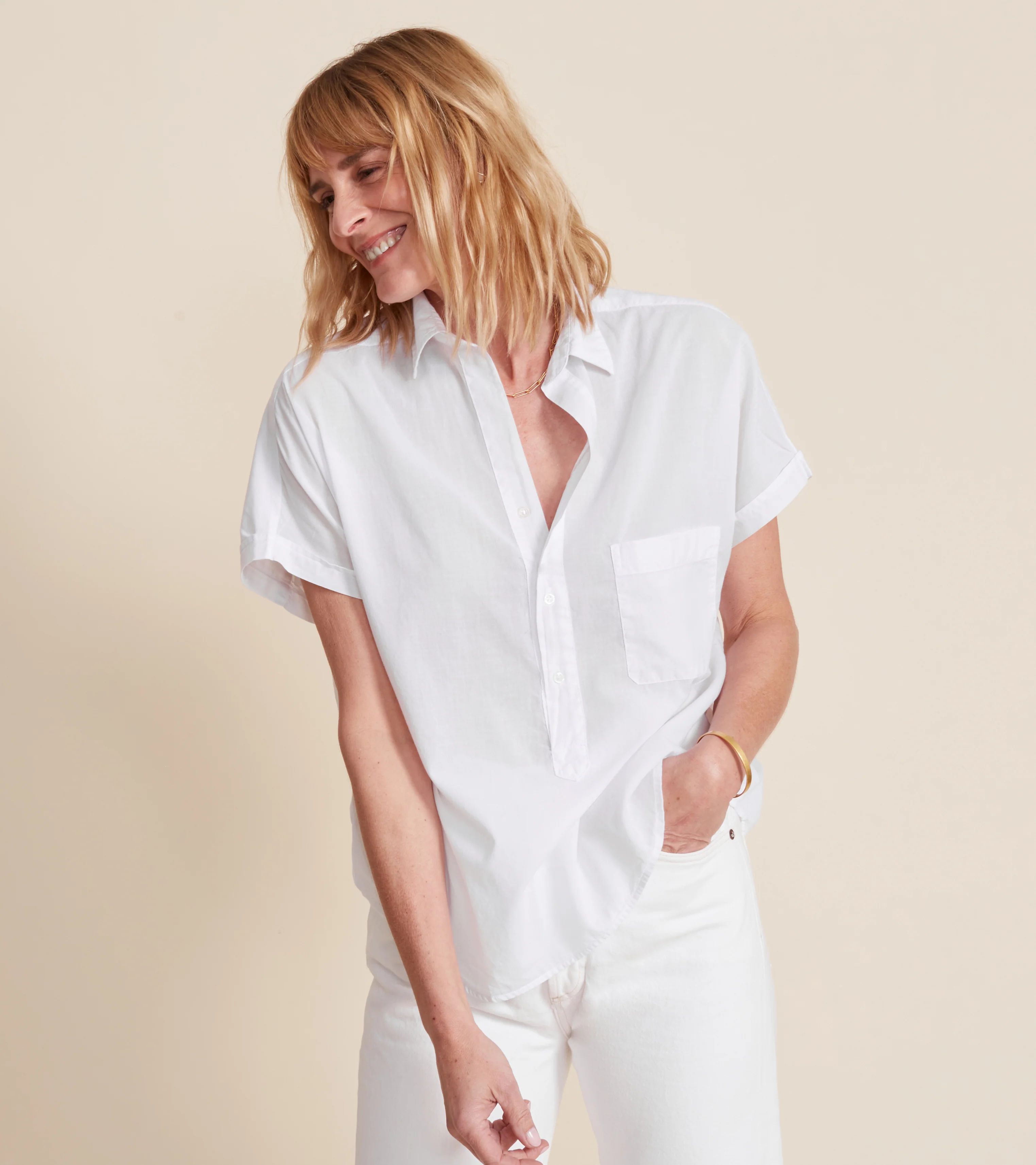 The Artist Short Sleeve Shirt White, Tissue Cotton | Grayson