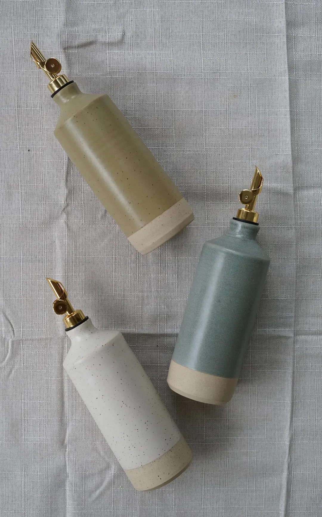 Handmade Ceramic Olive Oil Dispenser | Gold Spout Stoneware Cruet - Etsy | Etsy (US)