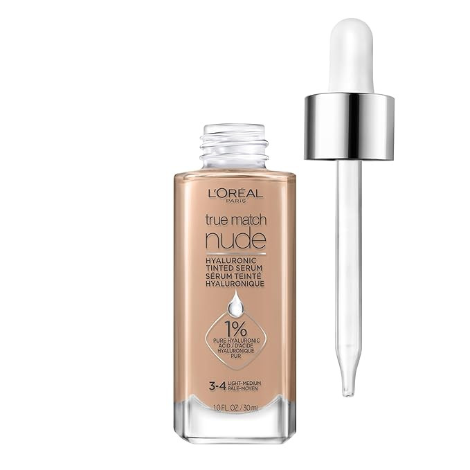 L'Oreal Paris True Match Nude Hyaluronic Tinted Serum Foundation with 1% Hyaluronic acid, Light-M... | Amazon (US)