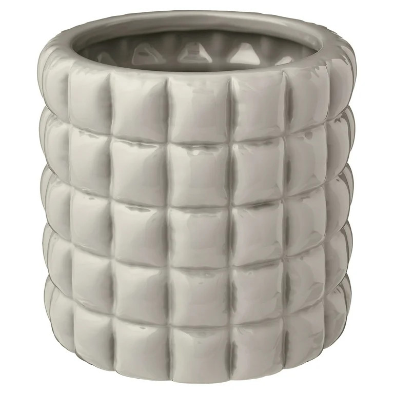 Mainstays Nova 6.25 Inch Round Birch Gray Ceramic Planter with Drainage Hole | Walmart (US)