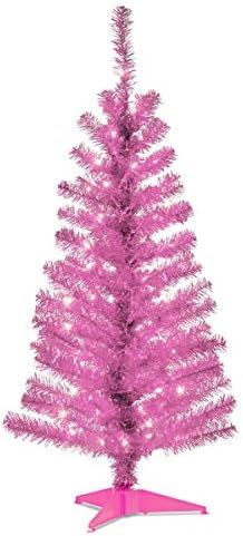 Amazon.com: National Tree Company Pre-Lit Artificial Christmas Tree, Black Tinsel, White Lights, ... | Amazon (US)