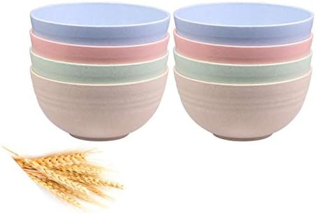Unbreakable Cereal Bowls - 24 OZ Wheat Straw Fiber Lightweight Bowl Sets 8 - Dishwasher & Microwa... | Amazon (US)