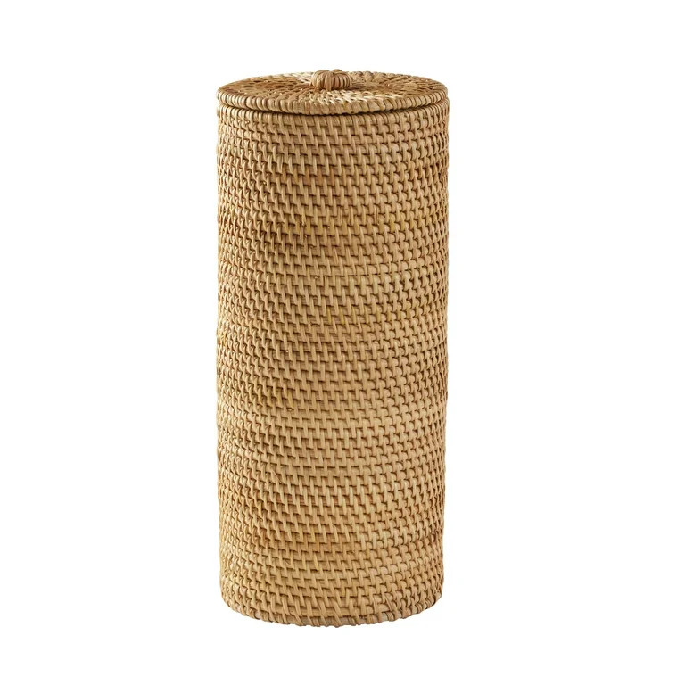 Better Homes & Gardens Floor Standing Rattan Bathroom Toilet Paper Reserve with Lid - Walmart.com | Walmart (US)