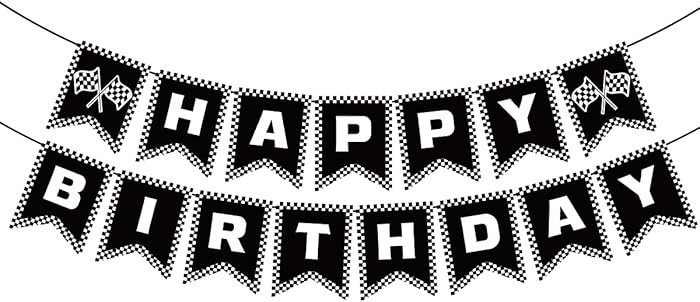 Race Car Birthday Banner, Checkered Happy Birthday Banner, Race Car Party Decorations, Racing The... | Amazon (US)
