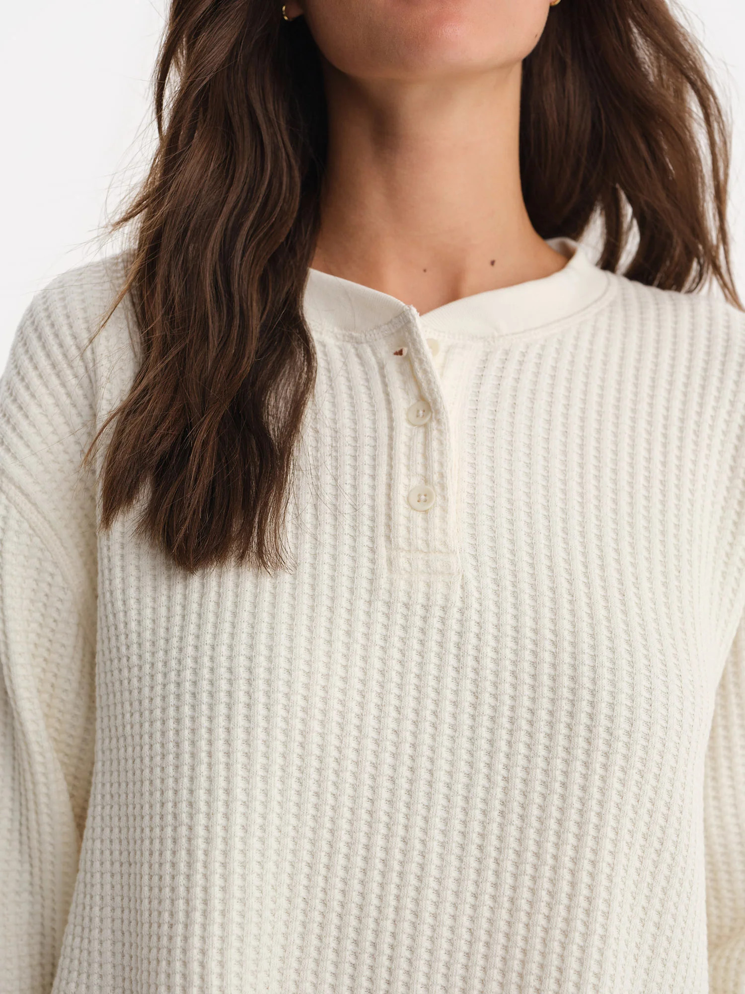 Organic Waffle Cropped Henley | MATE The Label
