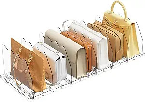 SPACEKEEPER Adjustable Shelf Divider for Closet, Clear Purse Organizers for Closet Acrylic Handba... | Amazon (US)