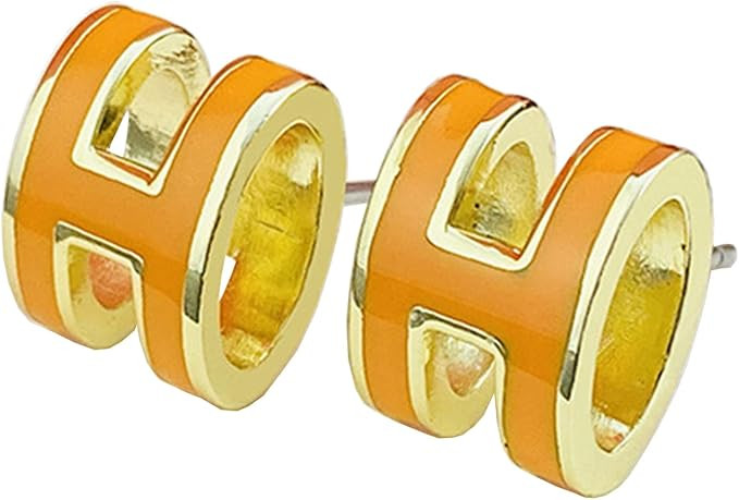 Letter Earrings Luxury Letter Earrings Stylish and Elegant Titanium Steel Earrings Letter H Earri... | Amazon (US)