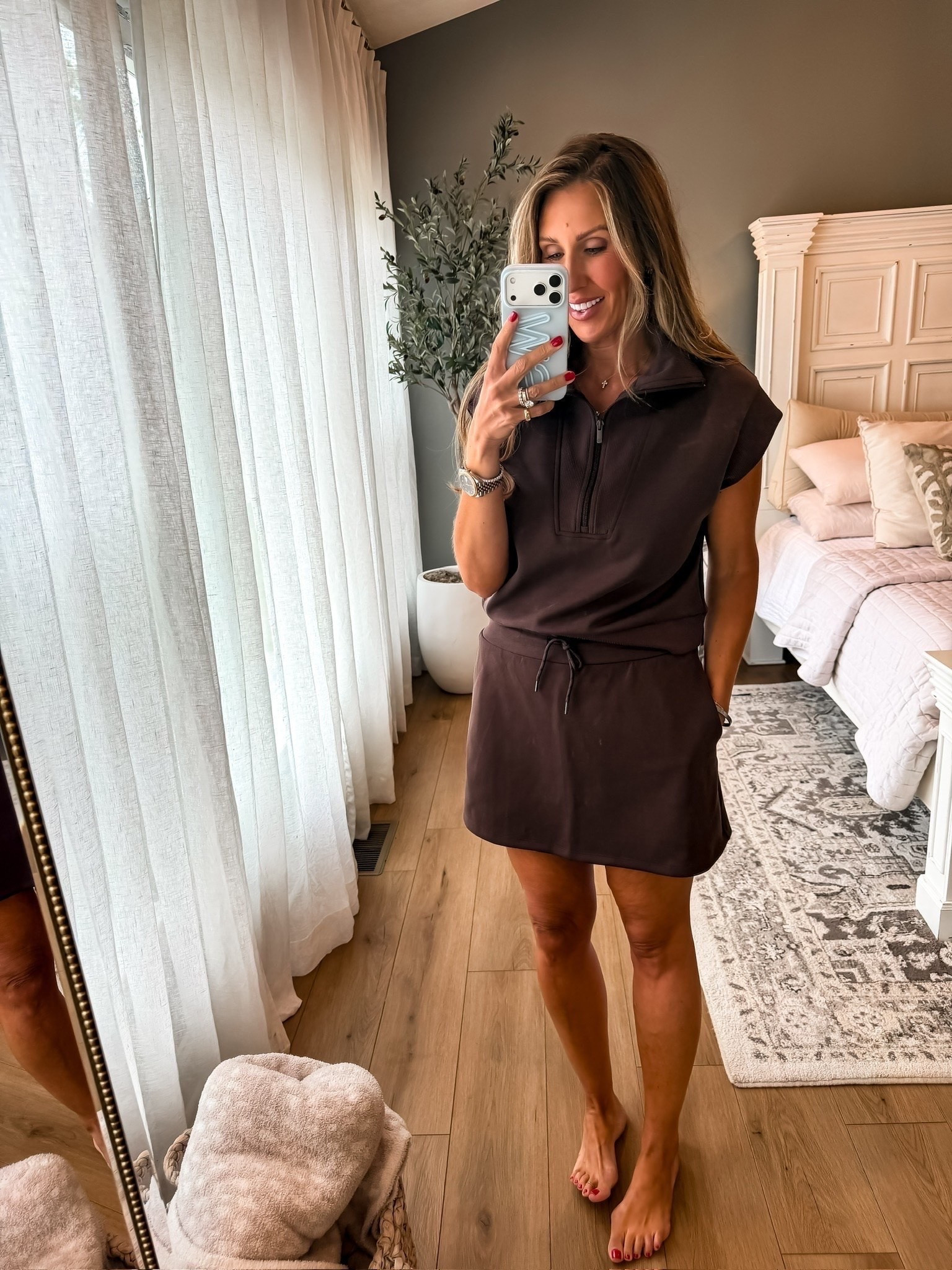 This chocolate brown skort set is such a good way to wear one of fall’s biggest colors while still keeping the comfort of activewear. The soft fabric, half zip top, and drawstring waist make it easy for busy days, travel, errands, or casual weekends.

chocolate brown outfit, fall color trend, skort set, half zip top, matching set, fall activewear, casual fall outfit, travel outfit, women over 40 style, TheMomInStyle

#LTKootd #LTKgrwm #LTKSeasonal