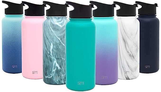 Simple Modern Summit Water Bottle + Extra Lid - Wide Mouth Vacuum Insulated 18/8 Stainless Steel ... | Amazon (US)