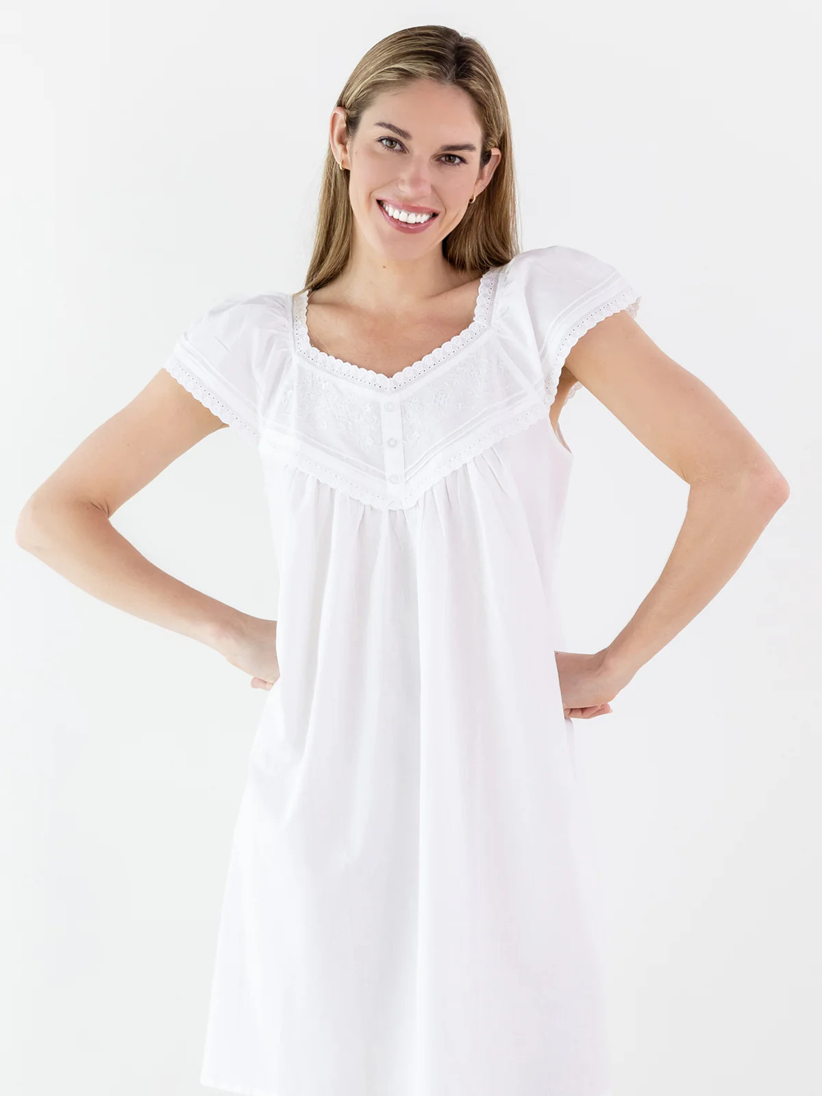 Valerie White Cotton Nightgown | Jacaranda Living