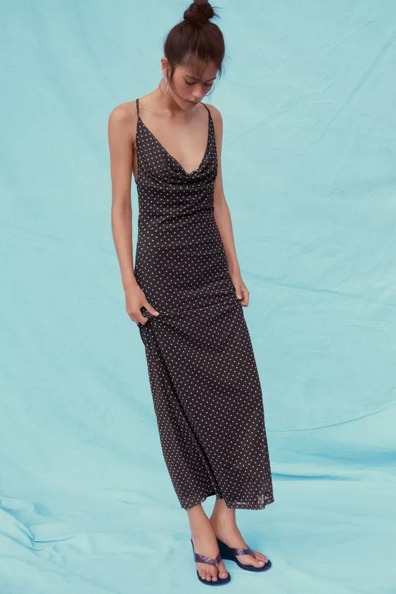 LONG POLKA DOT DRESS | Zara UK