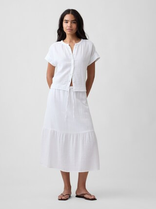 Pull-On Gauze Midi Skirt | Gap Factory | Gap Factory