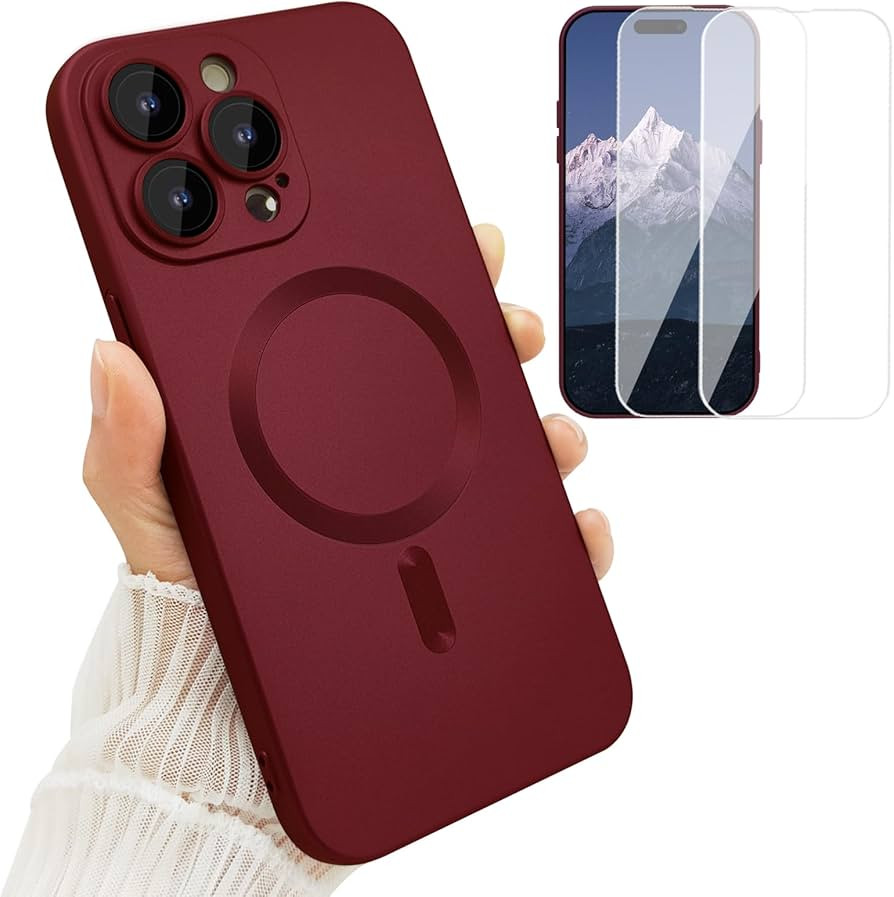 Magnetic for iPhone 14 Pro Max Phone Case for Women, [Compatible with MagSafe] Matte Soft Metalli... | Amazon (US)